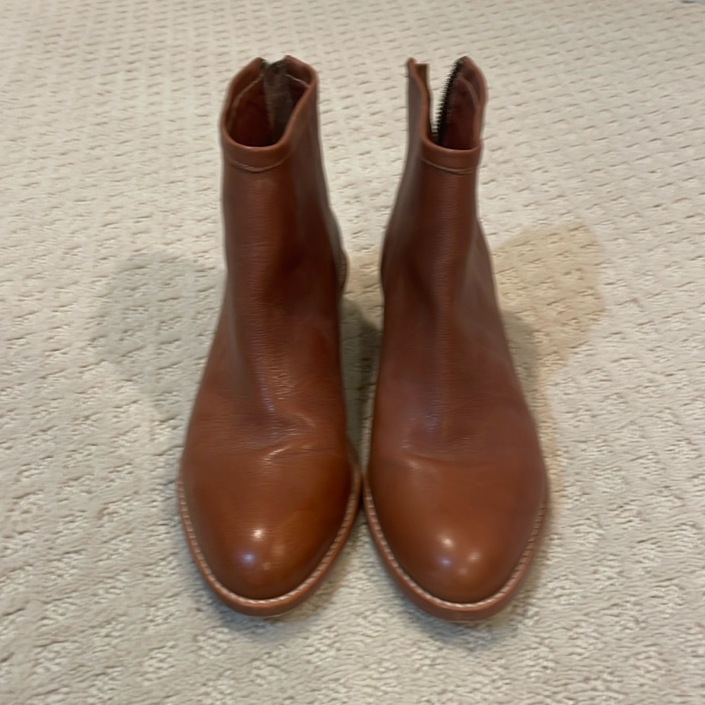 Loeffler Randall Cognac Leather Booties, Size 8.